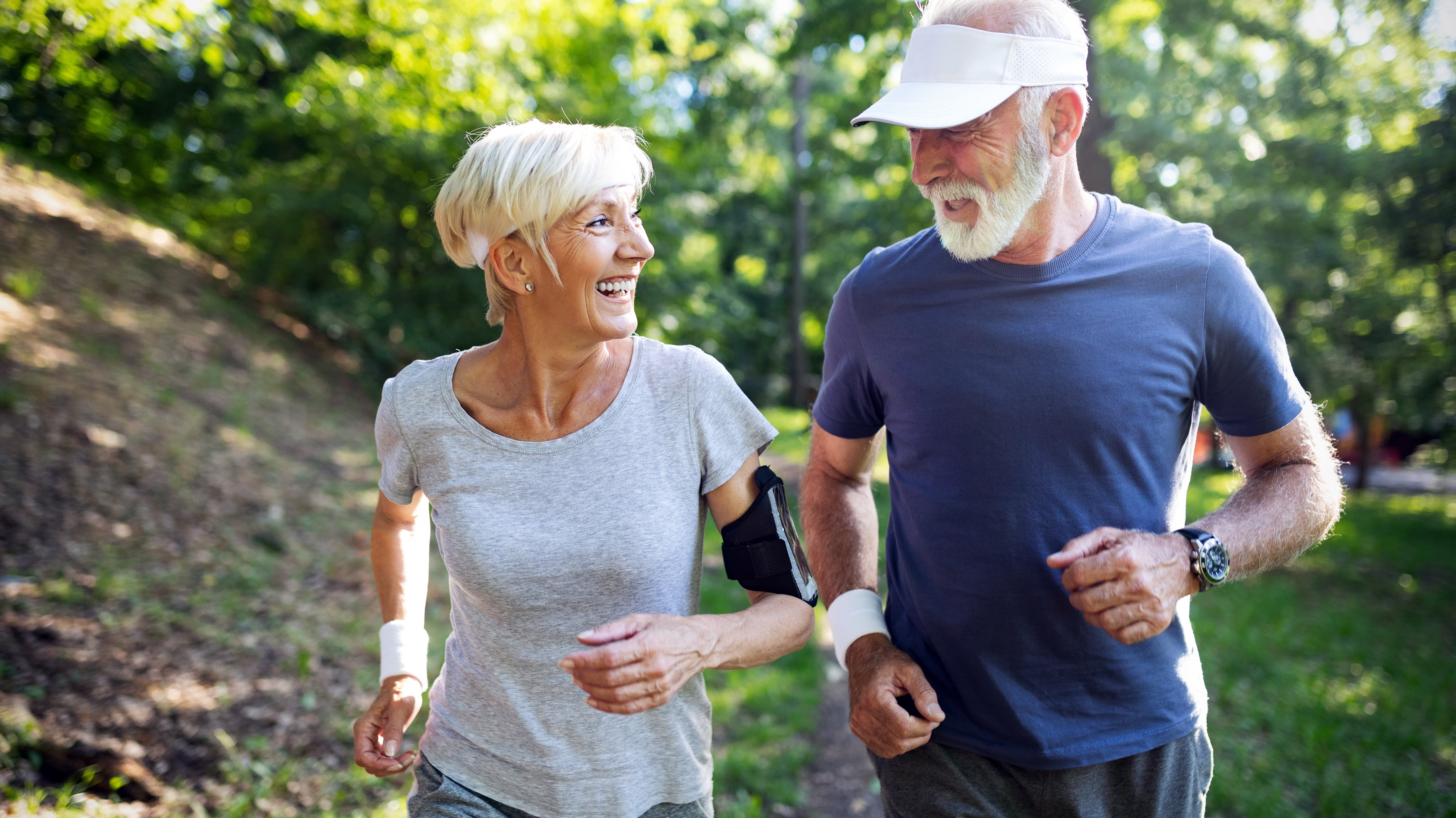 Older couple jogging