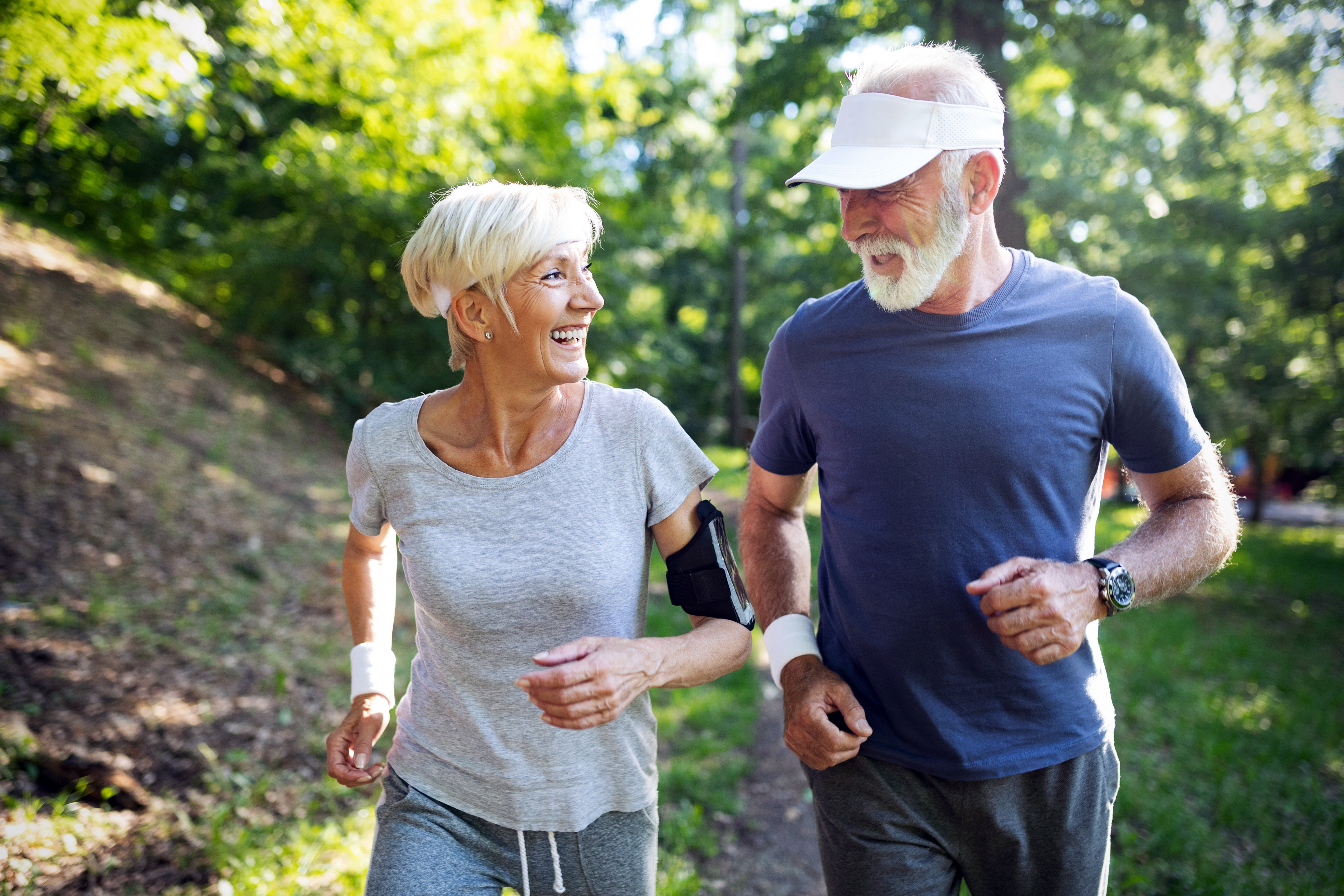 Older couple jogging