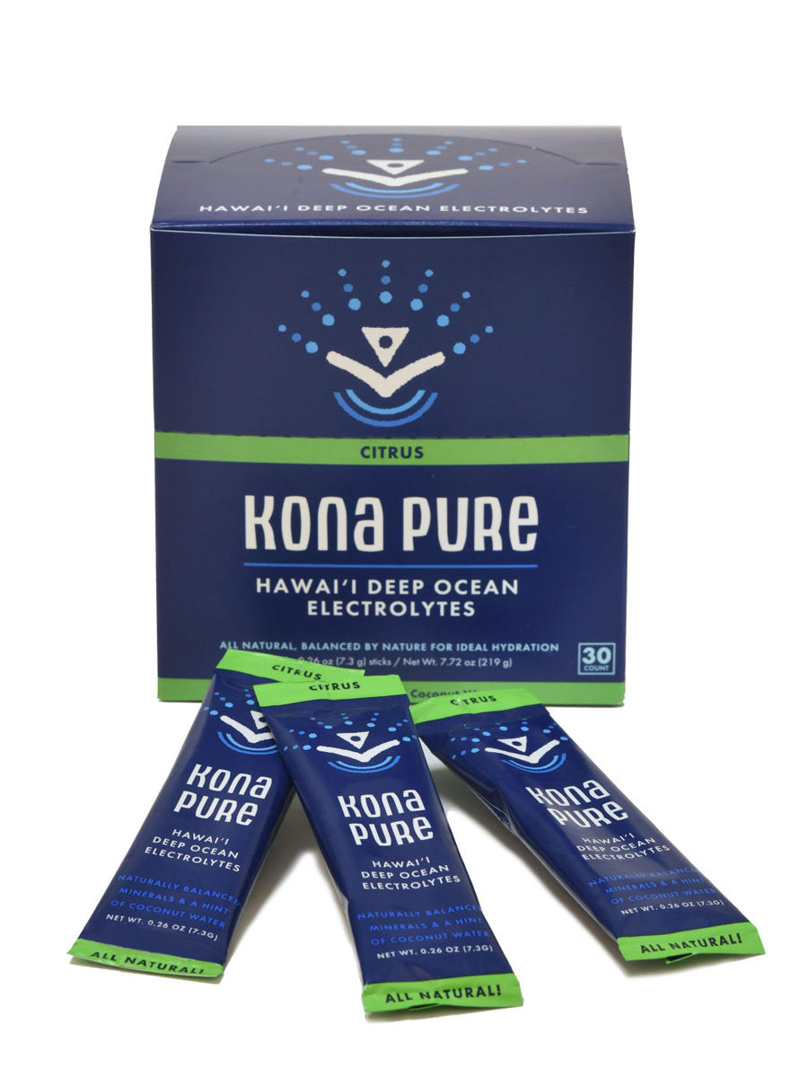 Kona Pure Deep Ocean Electrolyte Stick Pack Citrus 30 Pack Closed Box