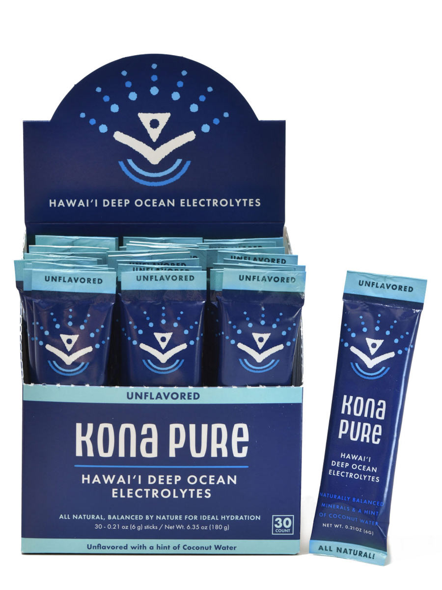 Kona Pure Deep Ocean Electrolyte Stick Pack Unflavored 30 Pack Open Box