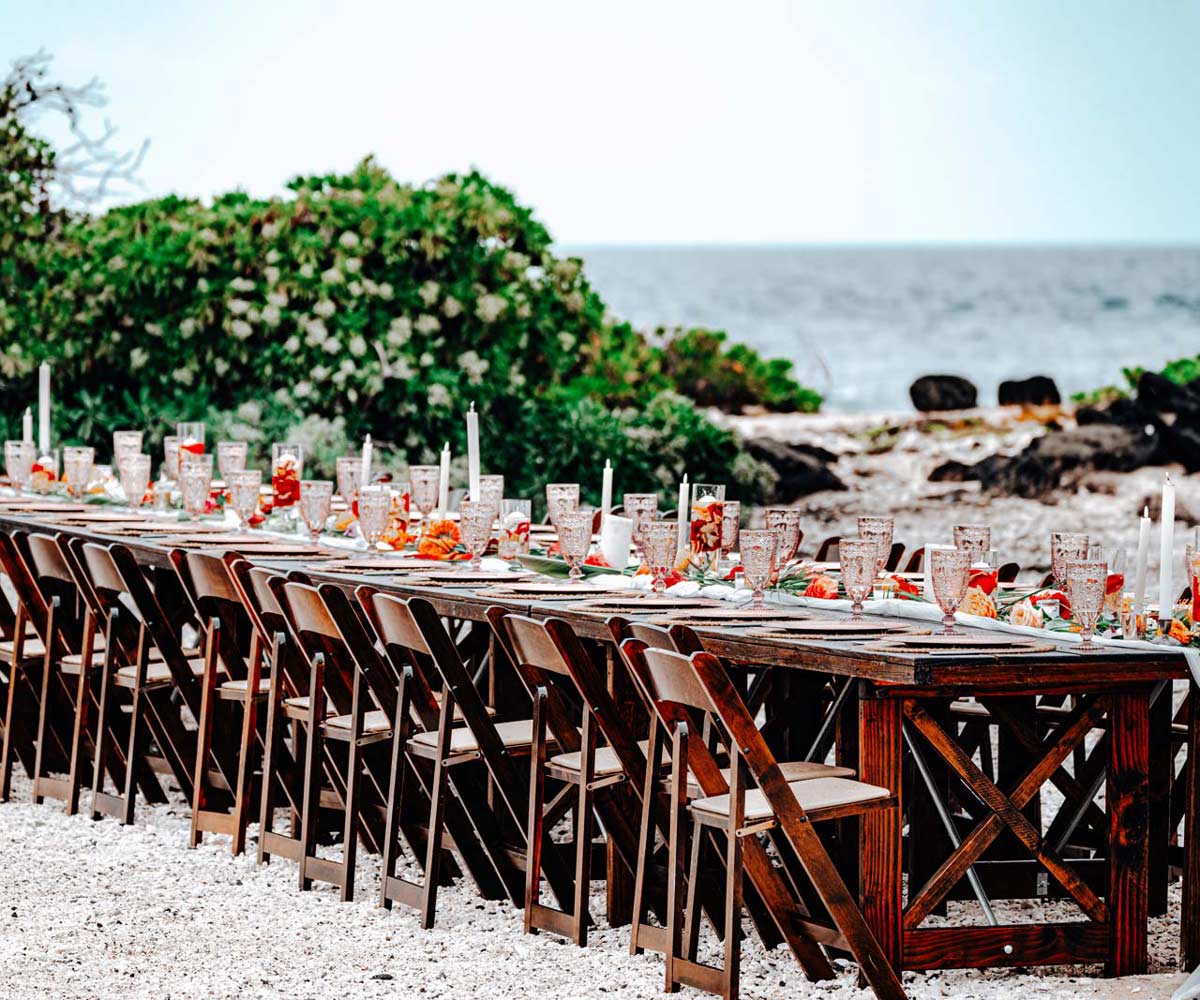Long Wedding Table with Ocean View