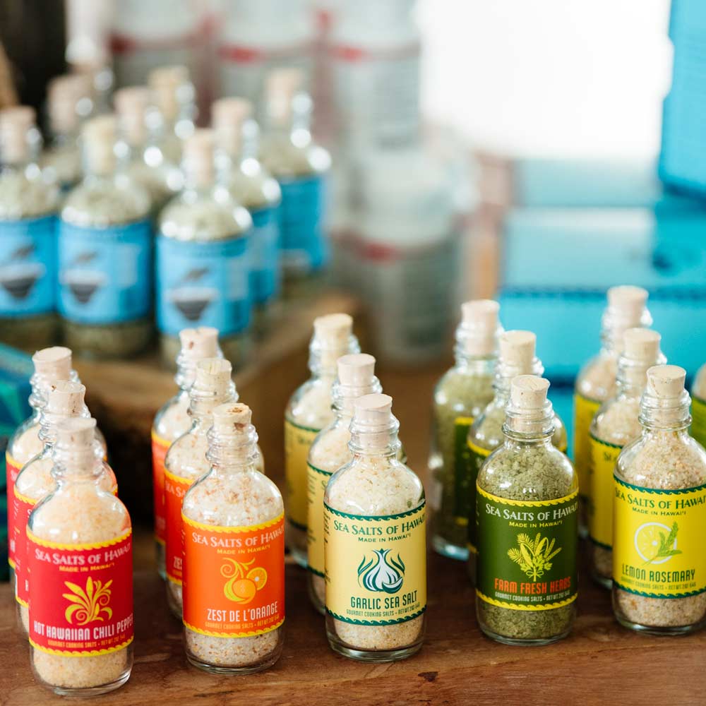 Flavored Salt Bottles on Display in Salt Farm Store