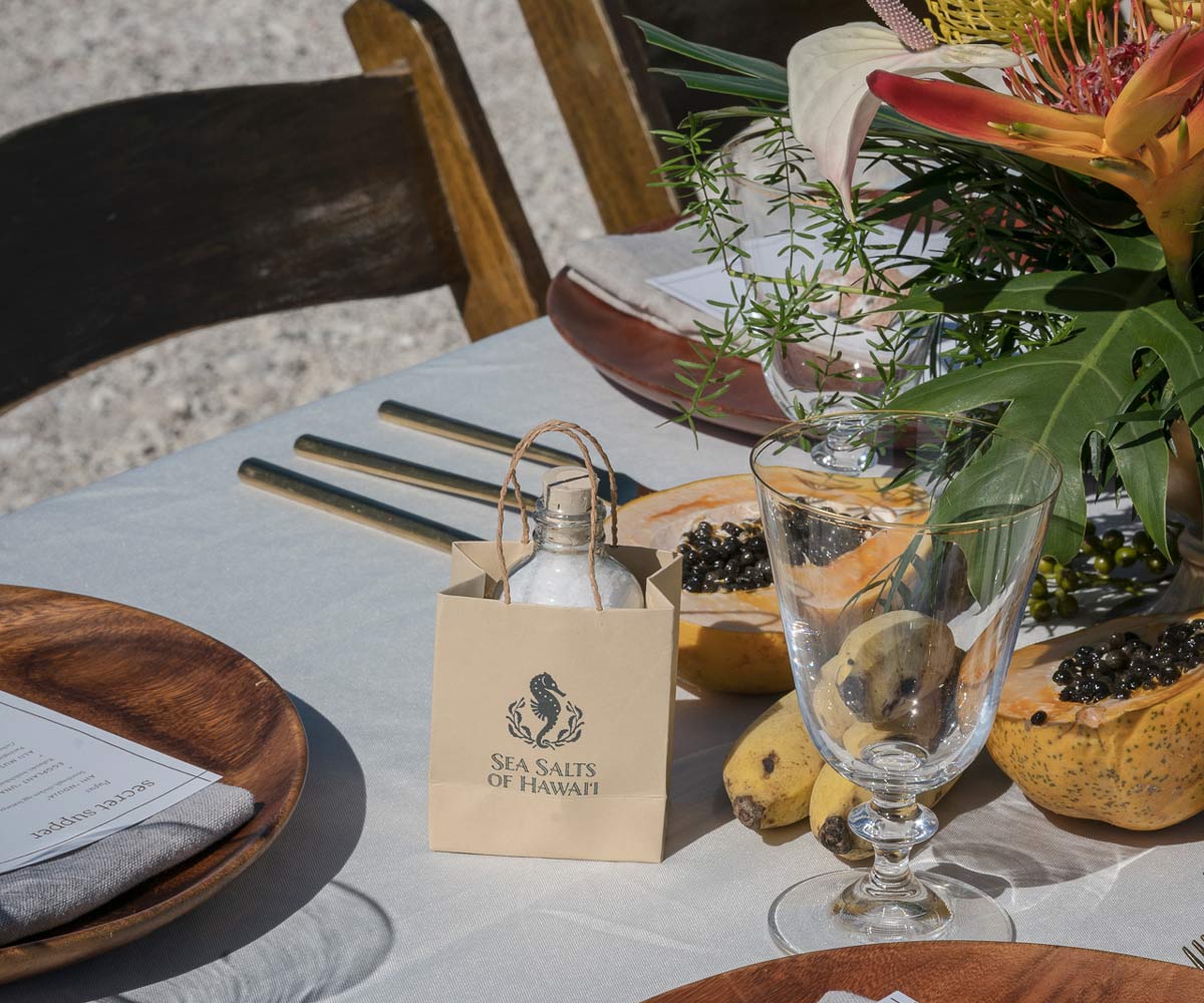 Tropical Event Table with Salt Wedding Favor