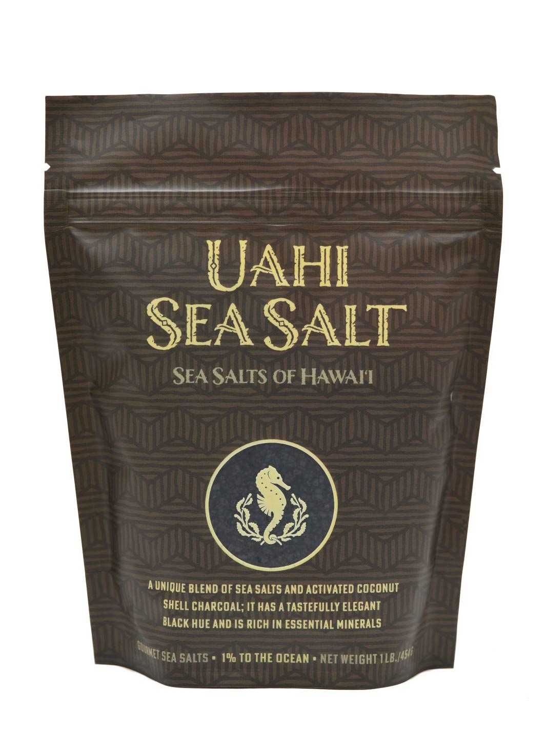 Uahi Black Hawaiian Sea Salt 1lb Pouch Front
