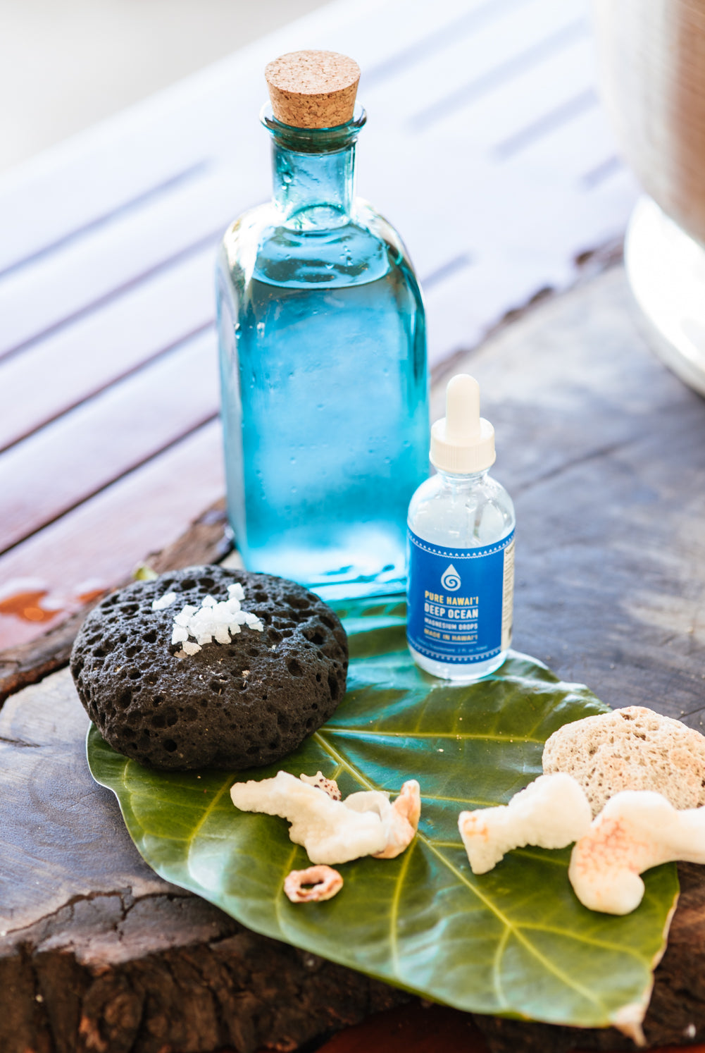 Hawaii-made magnesium chloride with water bottle