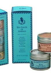 Three Tin Gift Box with Red, Black and Kona Hawaiian Sea Salts
