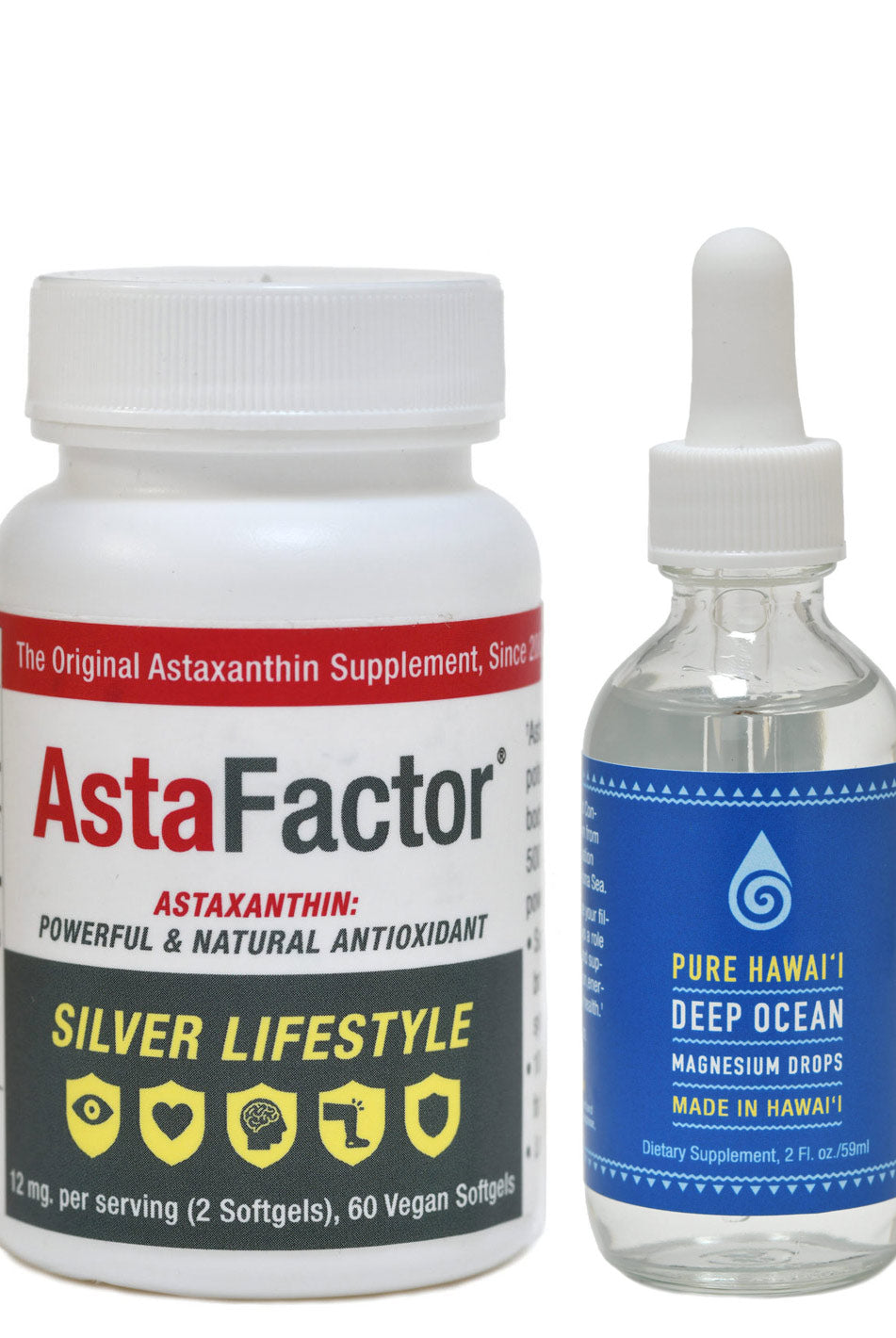 AstaFactor Pure Astaxanthin Supplement and Magnesium Mineral Drops Bundle