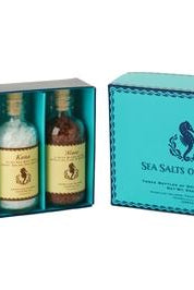 Hawaiian Sea Salt Gift Box with three 2oz glass bottles of red, black and white Hawaiian Salts