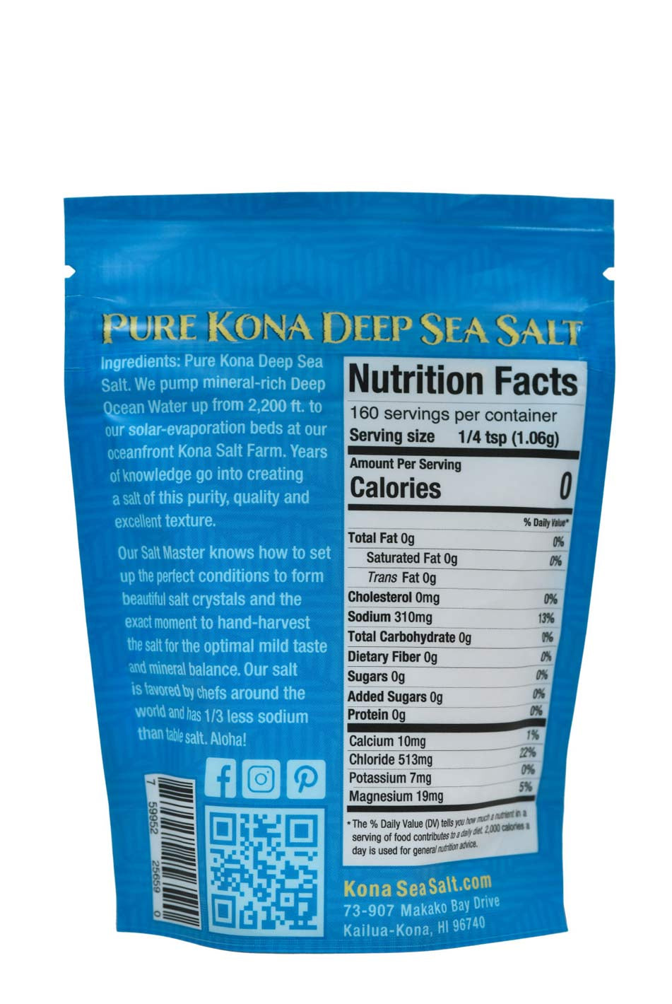 Kona Hawaiian Sea Salt Nutritional Facts