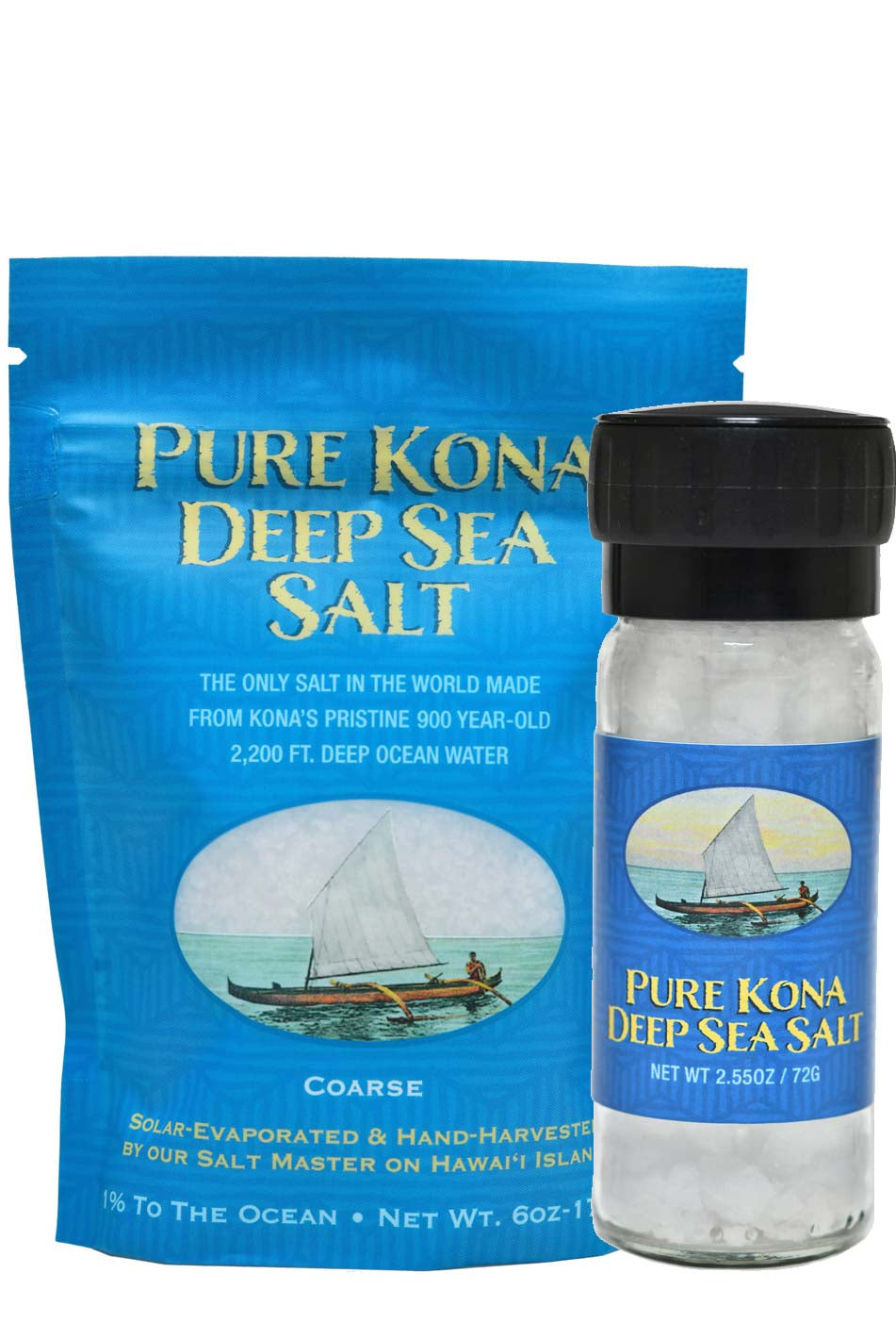 Pure Kona Sea Salt Grinder and Pouch Refill