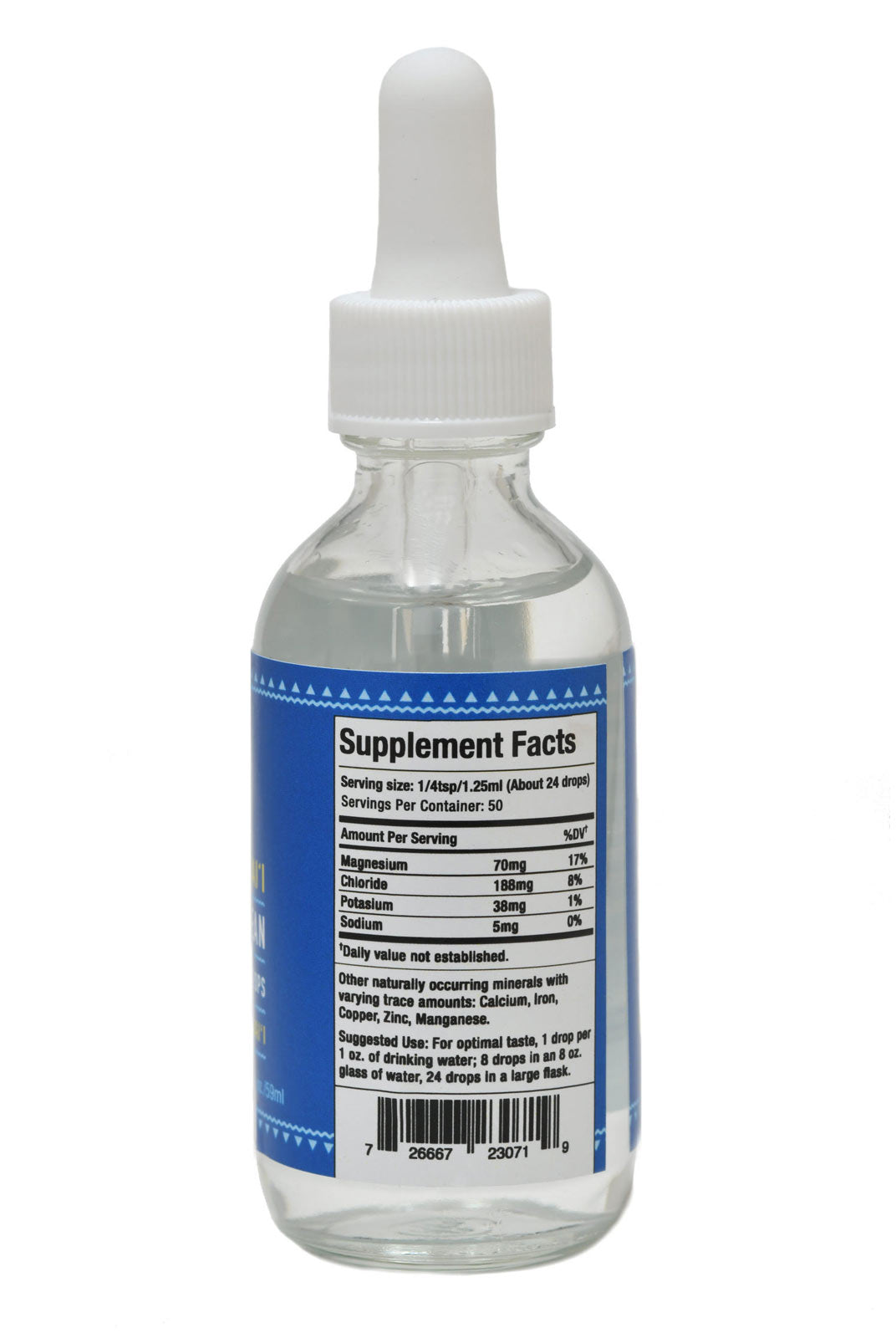 Pure Deep Ocean Magnesium Mineral Water Drops Health Supplement Facts