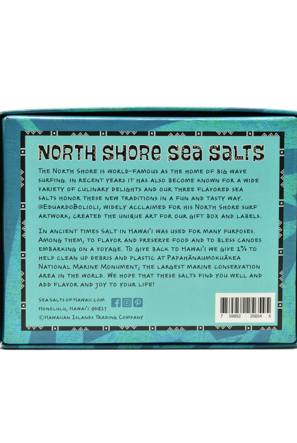 North Shore Hawaiian Sea Salts Box Back