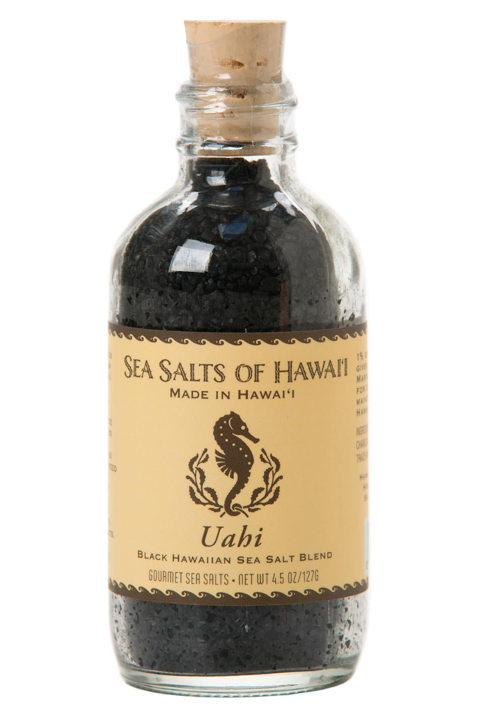 Uahi Black Hawaiian Sea Salt 4oz Glass Bottle