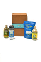Farm Favorite Gift Set with two flavored salts, a grinder and refill coarse salt pouch.
