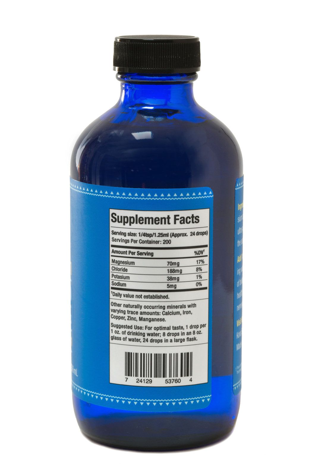 Magnesium Drop 8oz Refill Bottle Nutritional Panel