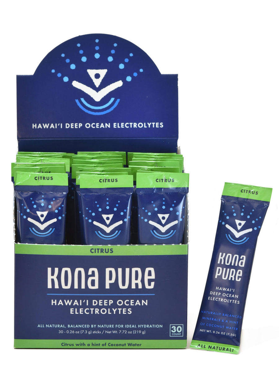 Kona Pure Deep Ocean Electrolyte Stick Pack Citrus 30 Pack Open Box