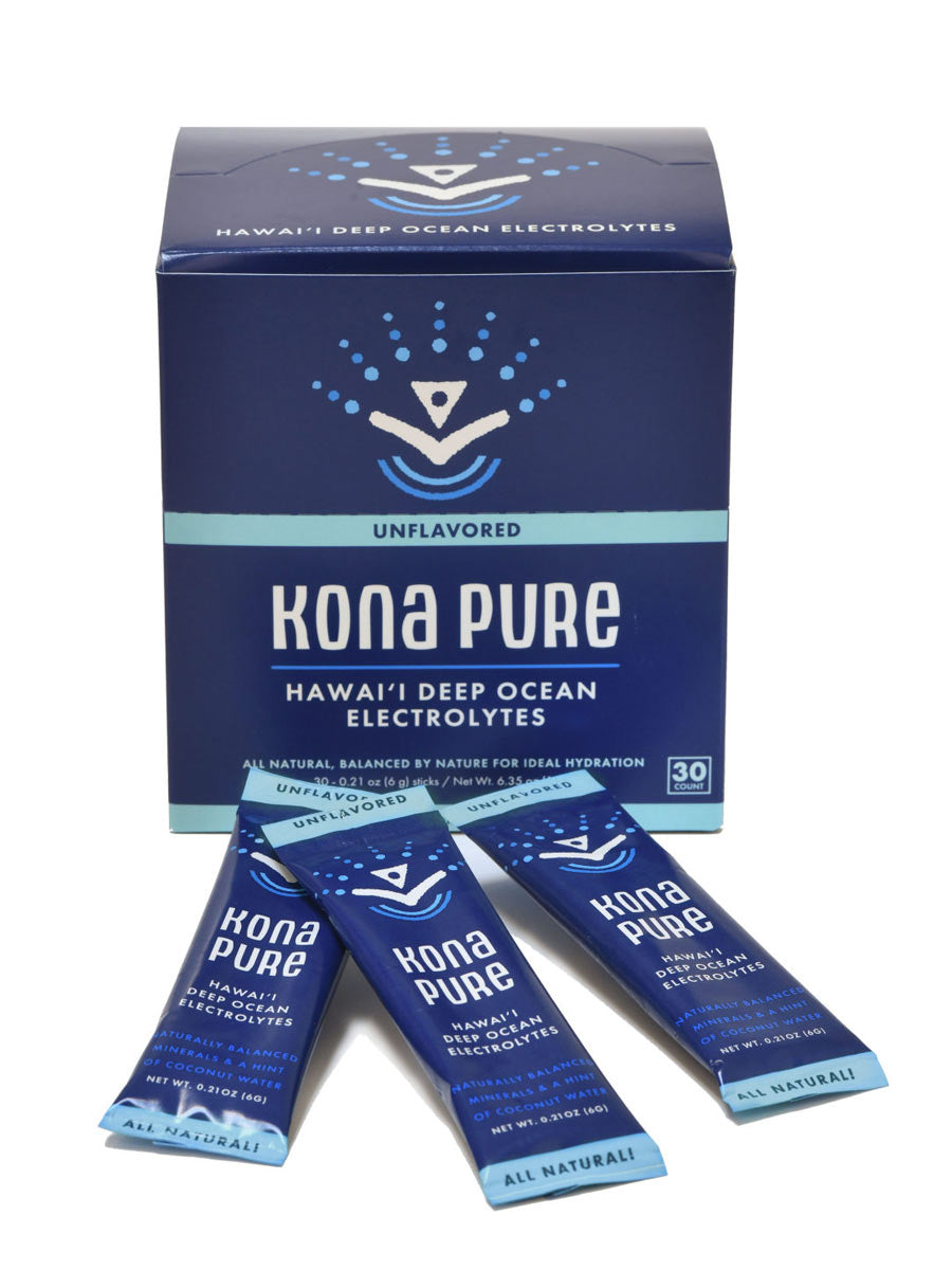Kona Pure Deep Ocean Electrolyte Stick Pack Unflavored 30 Pack Box