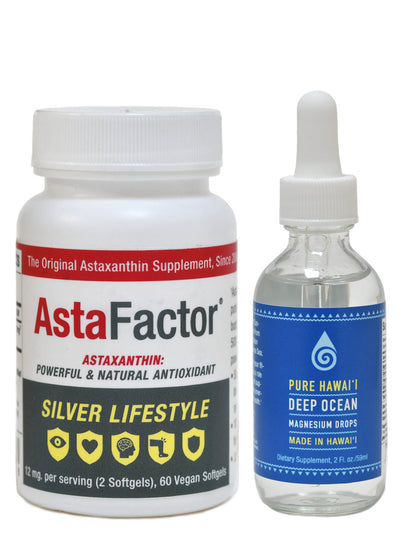 AstaFactor Pure Astaxanthin Supplement and Magnesium Mineral Drops Bundle