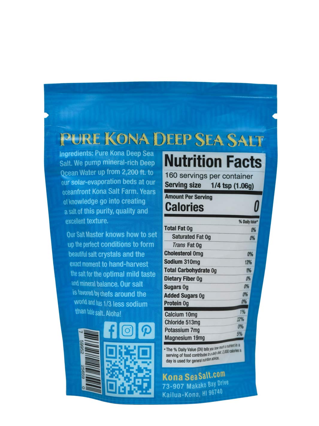 Kona Hawaiian Sea Salt Nutritional Facts