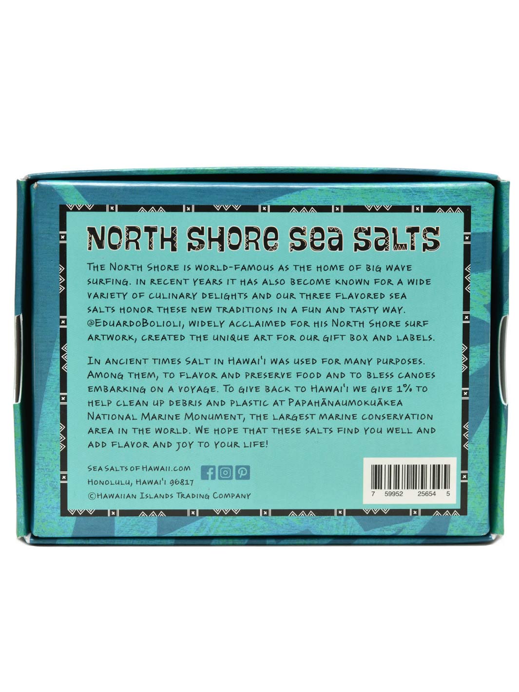 North Shore Hawaiian Sea Salts Box Back