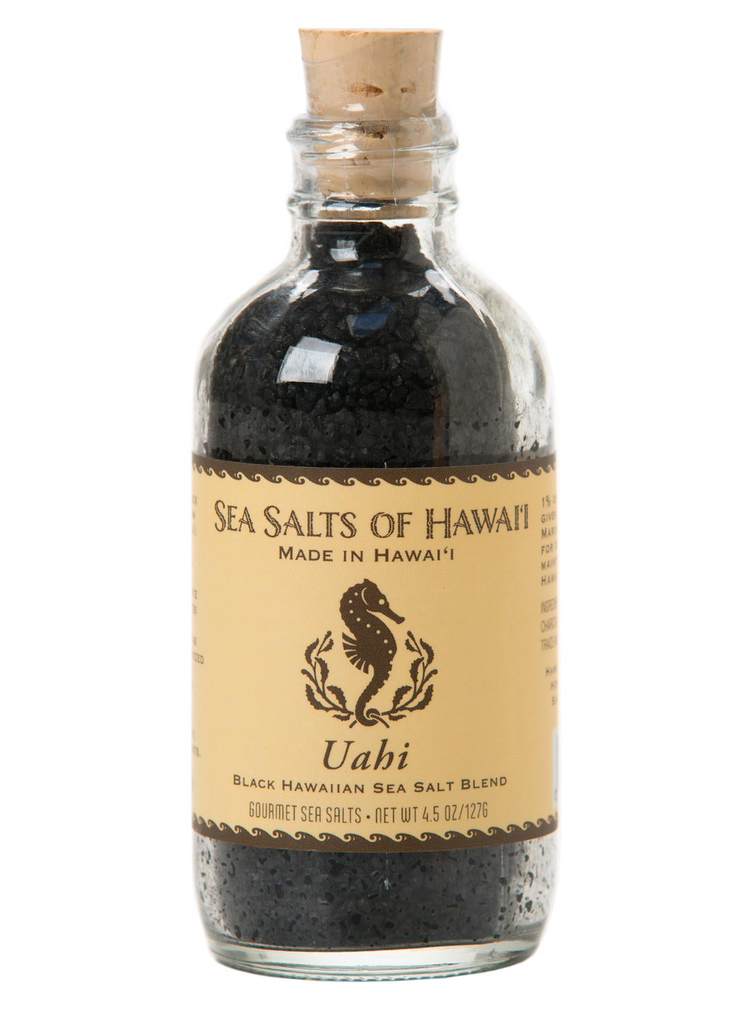 Uahi Black Hawaiian Sea Salt 4oz Glass Bottle